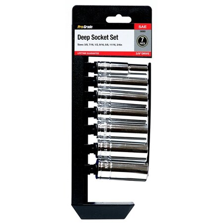 Pro-Grade Tools 7 Pc. 3/8" Dr. Sae Deep Socket Set W/ Rail 19303